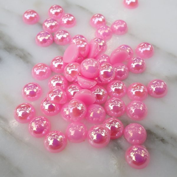 6mm Dark Pink AB Pearl Round-50pcs